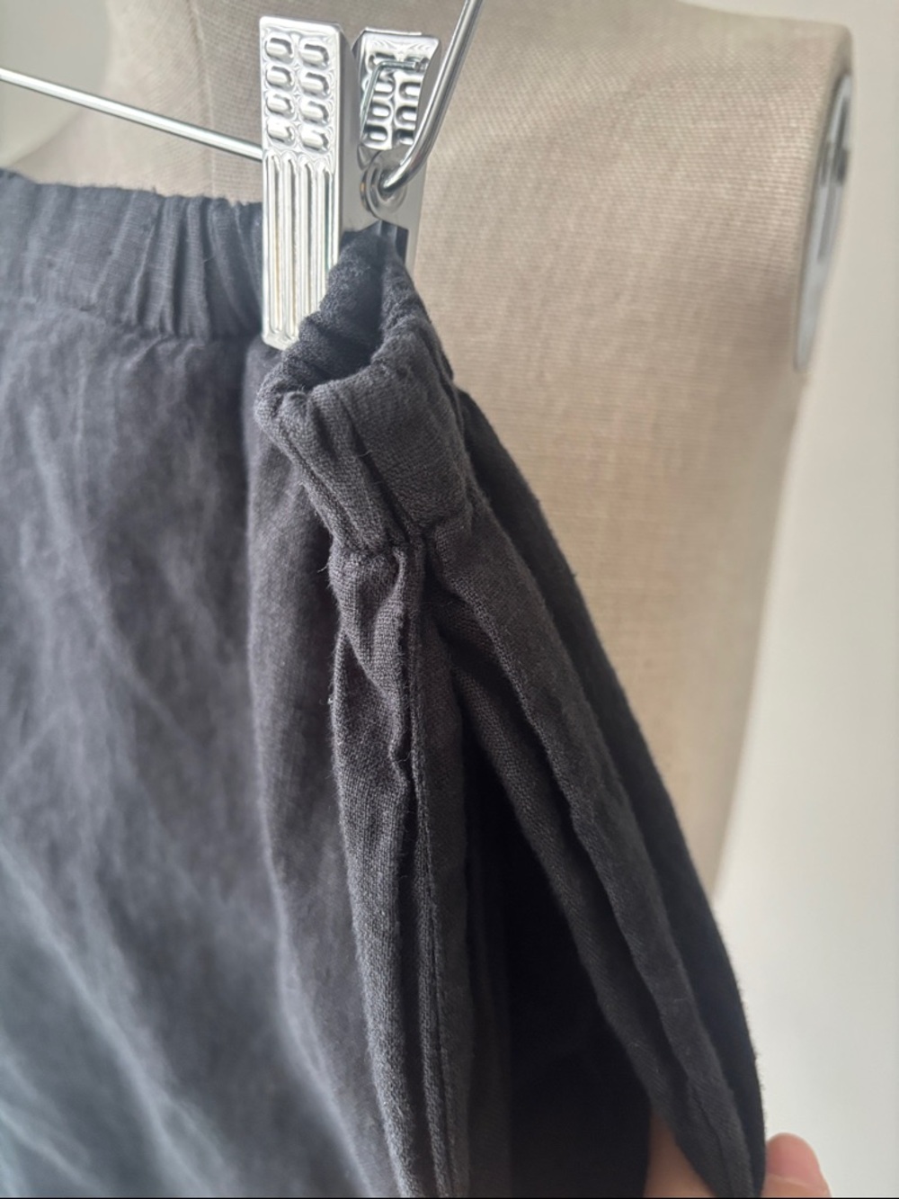 Flax Pants Women’s Size Medium Black Straigh Leg Linen Lagenlook Coastal Pockets - Picture 3 of 6